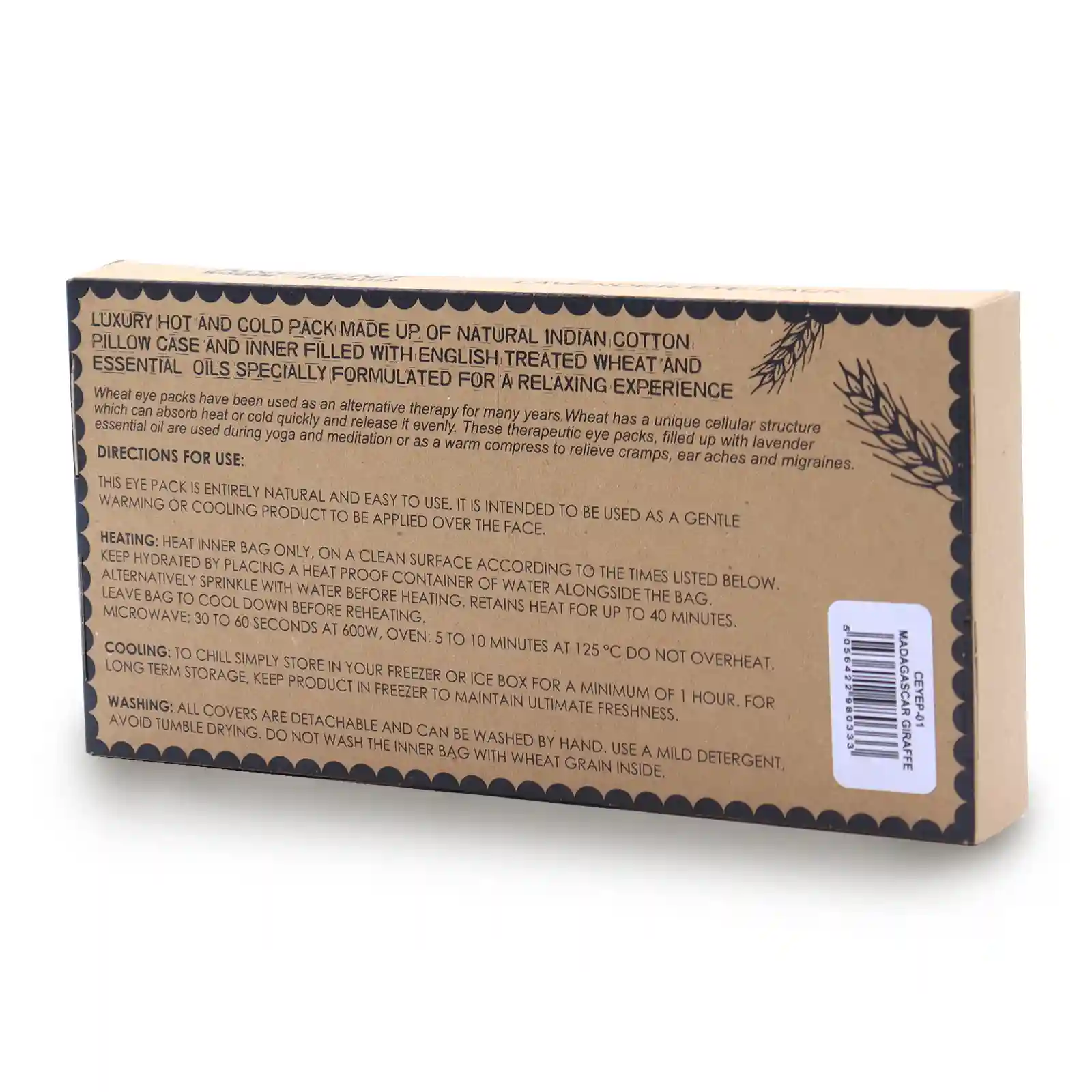 Lavender Natural Cotton and Juco Eye Pillow in Gift Box - Madagascar Giraffe - Image 2