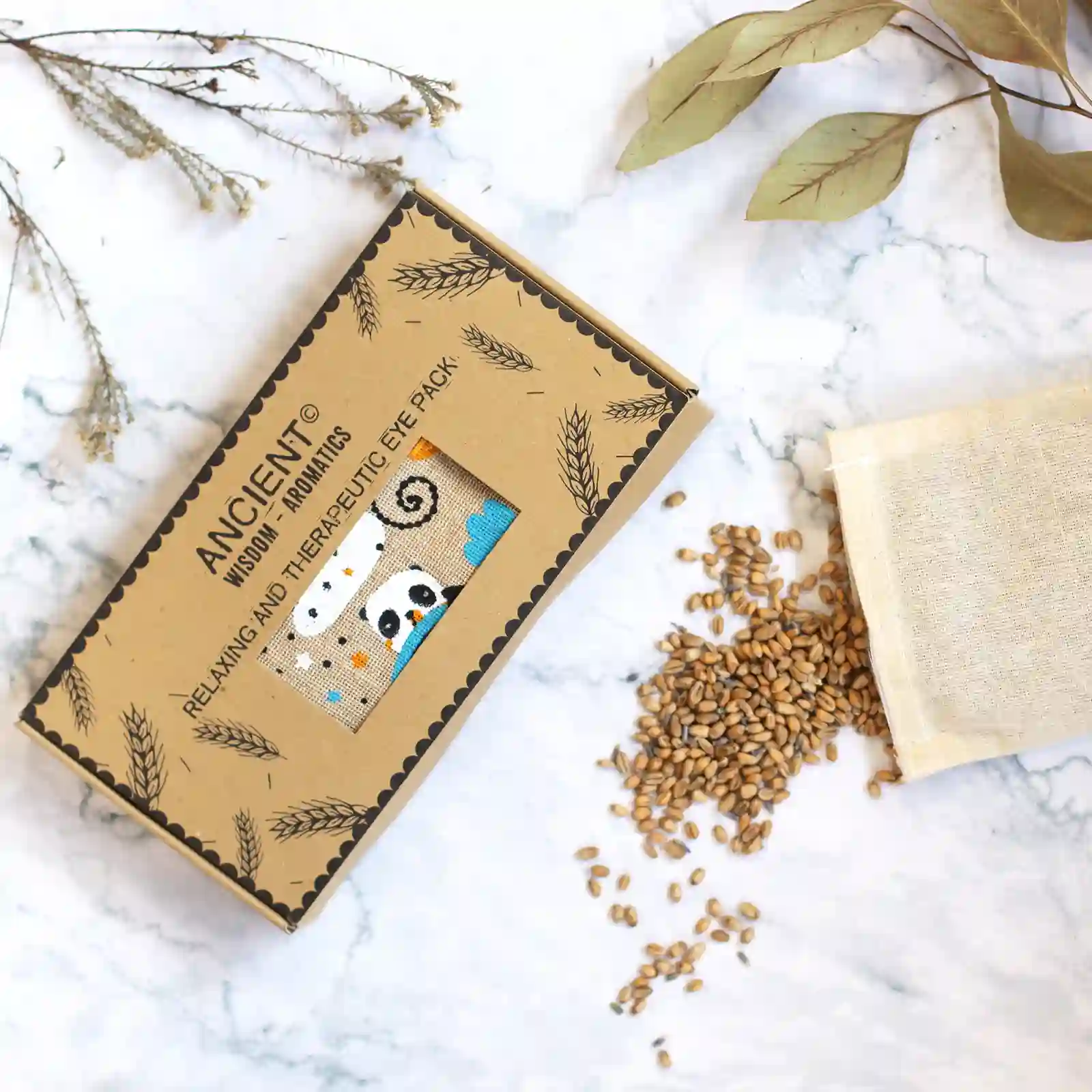 Lavender Natural Cotton and Juco Eye Pillow in Gift Box - Sleepy Panda - Image 3