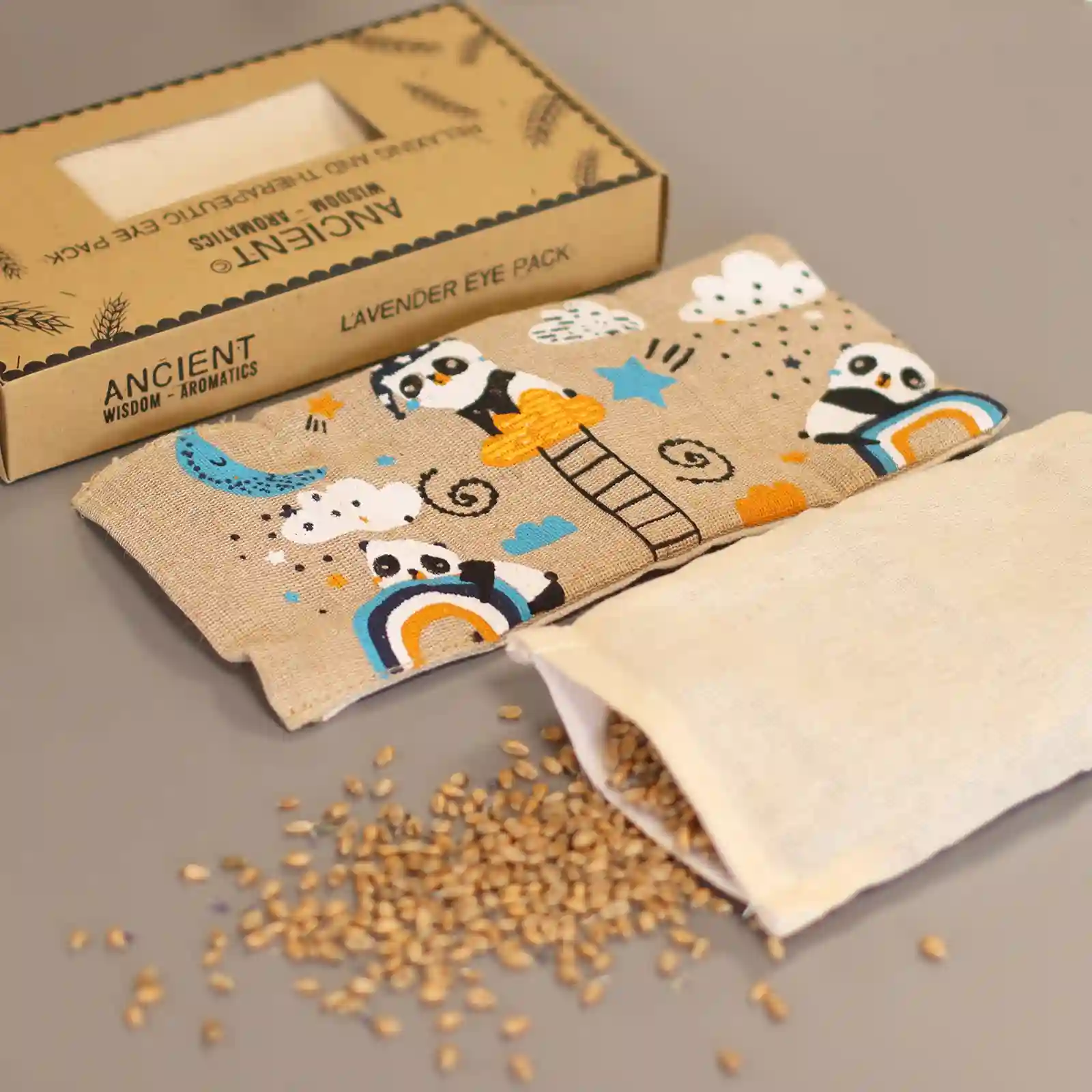 Lavender Natural Cotton and Juco Eye Pillow in Gift Box - Sleepy Panda - Image 4