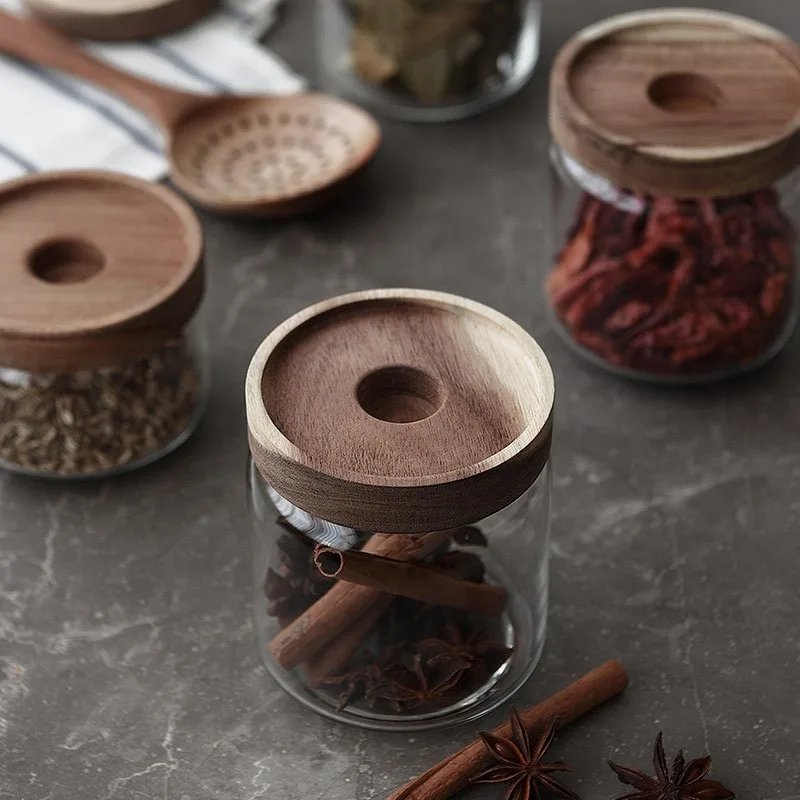 Cottage Bamboo Glass Jar - 15cm - Image 4