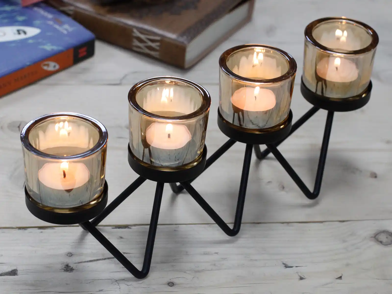 Centrepiece Iron Votive Candle Holder - 4 Cup Zig Zag - Image 2