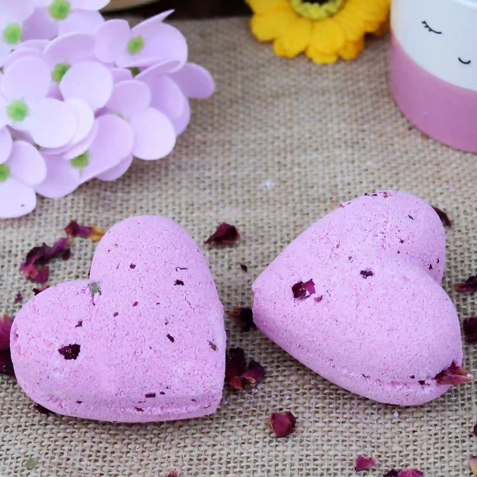 5 x Love Heart Bath Bomb 70g - Ylang & Rose - Image 2