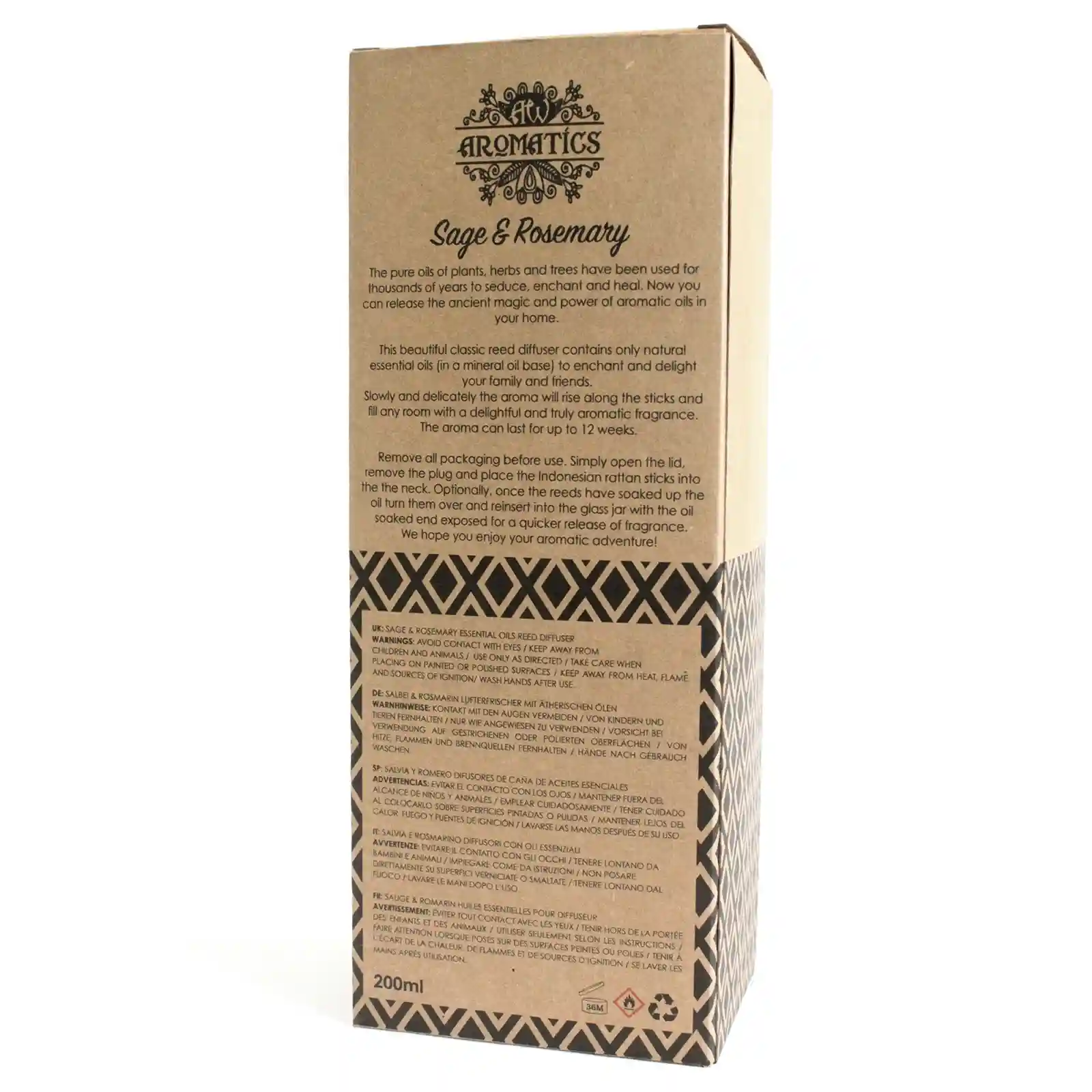 200ml Sage & Rosemary Essential Oil Reed Diffuser - Image 3