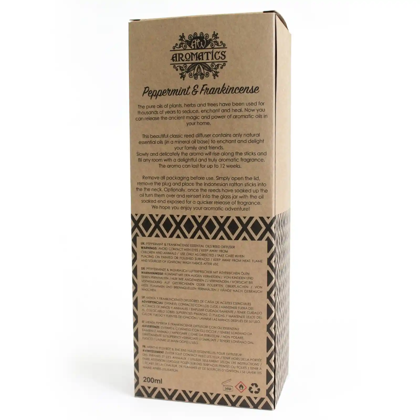 200ml Peppermint & Frankincense Essential Oil Reed Diffuser - Image 3