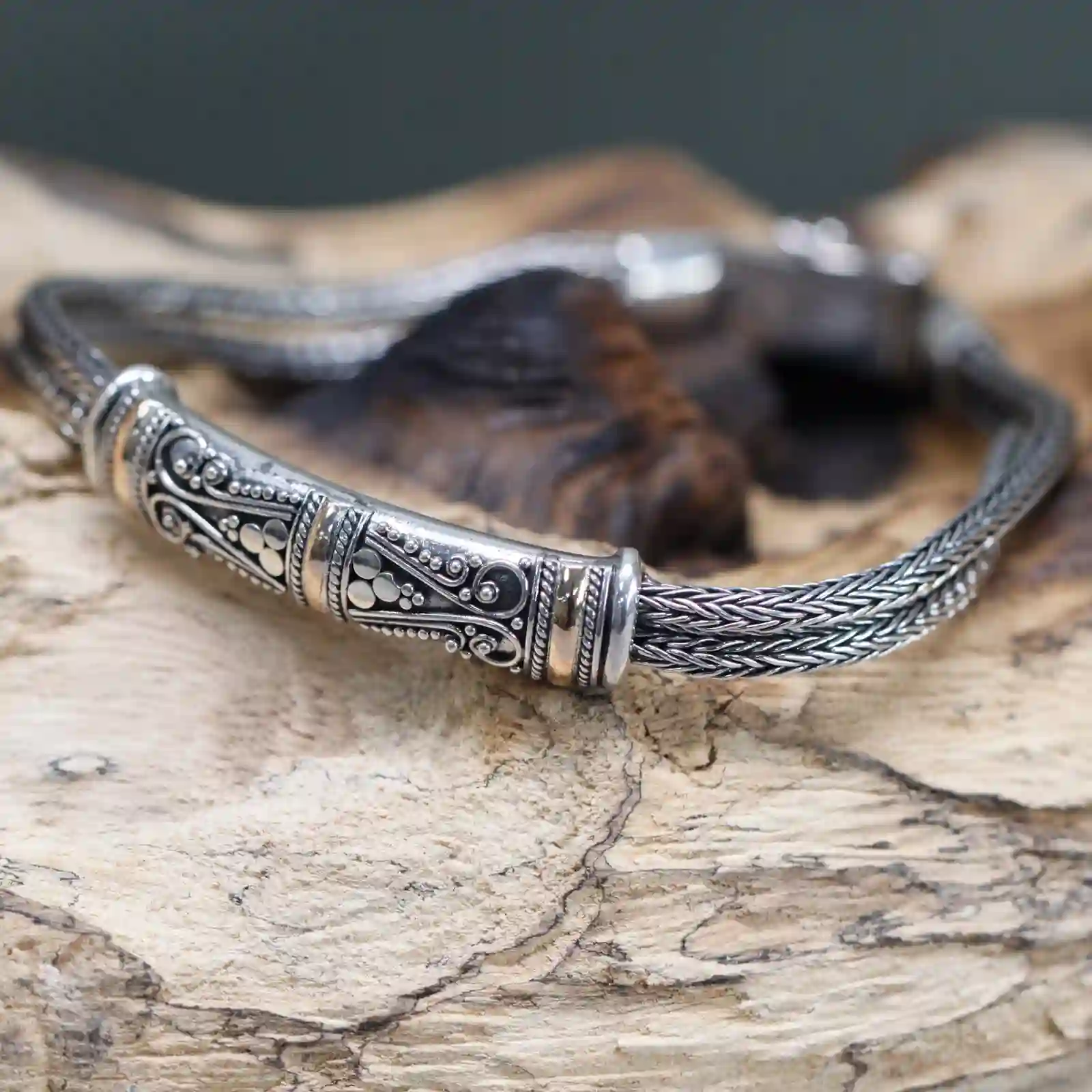 Silver & Gold Bracelet - Unisex Twin Chain - Image 6