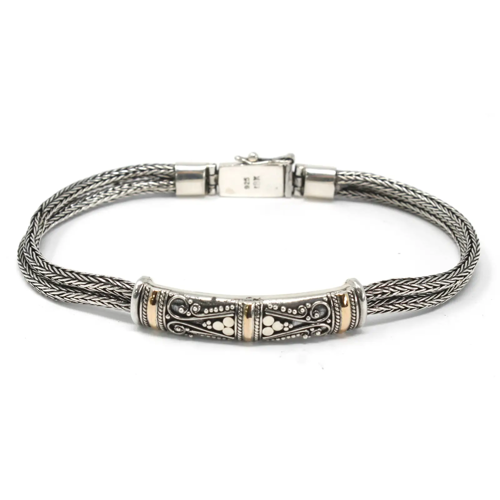 Silver & Gold Bracelet - Unisex Twin Chain - Image 2